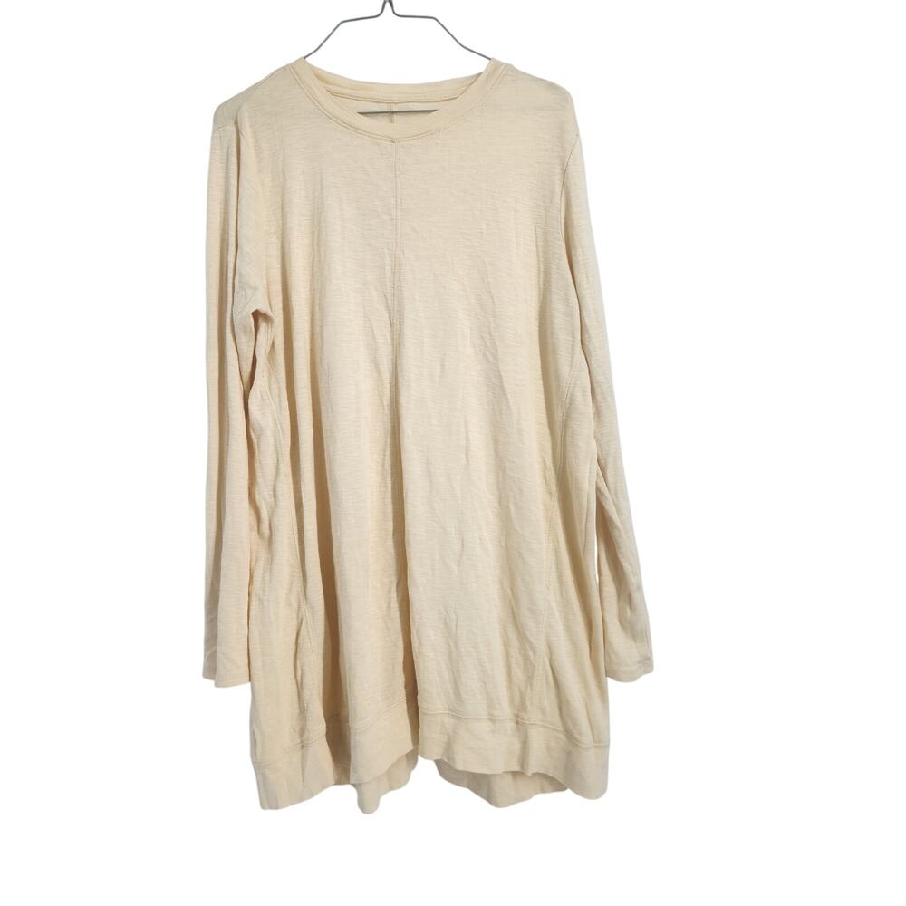J Jill Cotton Long Sleeve Yellow Elliptical Tunic Top Womens Size Large L
